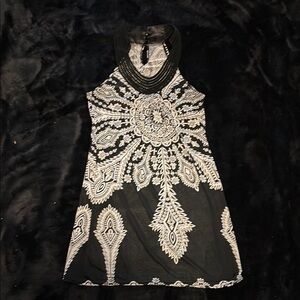 Chic Black and White Patterned Dress